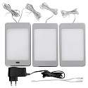 LED Under cabinet luminaire SASKIA, set of 3, 18W, 3000K, 810lm, IP20, silver