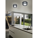 Helestra Ceiling luminaire CANIO, E27, IP30, white matt / glass grey