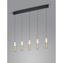 Helestra pendant luminaire LIDOS 5 flames, direct / indirect IP20, black matt dimmable