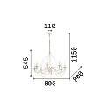 Ideal Lux Chandelier CORTE SP8 , 8 flames, E14, antique white