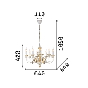Ideal Lux Chandelier FIRENZE SP8, 8 flames, E14, antique white