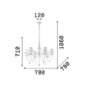 Chandelier BLANCHE SP6, 6 flames, E14, white