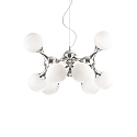 Pendant luminaire NODI BIANCO SP9, 9 flames, E14, chromee