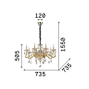 Ideal Lux Chandelier NEGRESCO SP8, 8 flames, E14, transparent