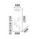 Ideal Lux Pendant luminaire SOFT SP6, 6 flames, G9, 40W, white