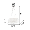 Ideal Lux Pendant luminaire OVALINO SP8, 8 flames, E27, white