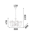 Ideal Lux Chandelier BON BON SP6, 6 flames, E14, white