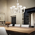 Ideal Lux Pendant luminaire BON BON, 8 flames, E14, white / opal shade