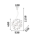 Ideal Lux Pendant luminaire VORTEX SP6, 6 flames, E14, silver