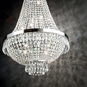 Pendant luminaire CAESAR, 12 flames, � 55cm,  incl. G9 28W 2700K, with ice chrystal tips