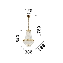 Ideal Lux Chandelier CAESAR SP6, 6 flames, G9, 40W, gold