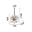 Ideal Lux Chandelier HAREM SP9, 9 flames, E27, antique brass