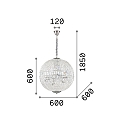 Ideal Lux Pendant luminaire LUXOR SP12, 12 flames, G9, 40W, chromee