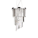 Pendant luminaire CARLTON, 8 flames, E14, � 40cm, E14, with chrystal poles + octagon-chains, chrome