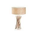 Table luminaire DRIFTWOOD, 1 flame, round, with fabric shade, E27, metal / natural wood
