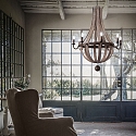 Ideal Lux Chandelier MILLENIUM, 8 flames, � 92cm, E14,rust look / natural wood