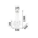 Ideal Lux Pendant luminaire MAPA PLUS, 11 flame, � 58cm, E14, metal / white etched glass