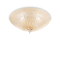 Ceiling luminaire SHELL, 4 flames, � 50cm, E27, amber-split glass / brass