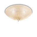 Ceiling luminaire SHELL, 5 flames, � 60cm, E27, amber-split glass / brass