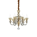 Chandelier STRAUSS, 6 flames, � 50.5cm, E14, rose gold / clear glass / amber chrystal glass