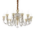 Chandelier STRAUSS, 12 flames, � 84.5cm, E14, rose gold / clear glass / amber chrystal glass