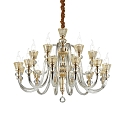 Chandelier STRAUSS, 18 flames, � 85cm, E14, rose gold / clear glass / amber chrystal glass