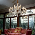 Ideal Lux Chandelier STRAUSS, 18 flames, � 85cm, E14, rose gold / clear glass / amber chrystal glass