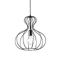 Pendant luminaire AMPOLLA 1, SLIM FIT, shade � 35cm / H 38cm, E27, adjustable height, black