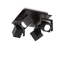 Wall / Ceiling spot MOUSE SQUARE, 4 flames, GU10 max. 50W, adjustable, black
