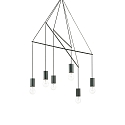Pendant luminaire POP, 6 flames, � 54cm, E27, adjustable height, black