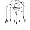 Pendant luminaire POP, 10 flames, � 90cm, E27, adjustable height, black