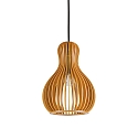 wood-Pendant luminaire CITRUS-3, shade-�/-H 20cm / 27.5cm, E27, black fabric coated cable