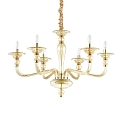 Chandelier DANIELI, 6 flames, � 85cm, E14, amber glass / gold