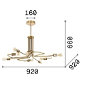 Ideal Lux Pendant luminaire TRIUMPH, 8 flames, � 92cm, E27, antique brass