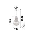 Ideal Lux Chandelier MONET, 5 flames � 40cm, E14, with punched decor, white wood