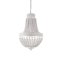 wood-Chandelier MONET, 6 flames � 50cm, E14, with punched decor, white