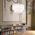 Ideal Lux Pendant luminaire OPERA, 10 flames, � 90cm, E27, adjustable height, chrystal glass, chrome / white