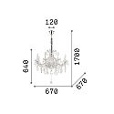 Chandelier NAPOLEON, 8 flames, � 67cm, E14, gold