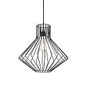 Pendant luminaire AMPOLLA 4, DIAMOND WIDE, shade � 39.5cm / H 42cm, E27, adjustable height, black