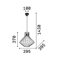 Ideal Lux Pendant luminaire AMPOLLA 4, DIAMOND WIDE, shade � 39.5cm / H 42cm, E27, adjustable height, black