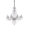 Chandelier AMADEUS, 8 flames, � 80cm / H 180cm, E14, chrome / glass and transparent chrystal