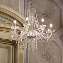 Ideal Lux Chandelier AMADEUS, 8 flames, � 80cm / H 180cm, E14, chrome / glass and transparent chrystal