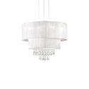 Pendant luminaire OPERA, 4 flames, � 50cm, E27, adjustable height, chrome / white chrystal glass
