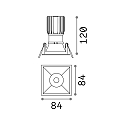 Ideal Lux Recessed LED luminaire GAME SQUARE, IP20, 11W 3000K 850lm 36�, white / black reflector