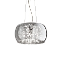 Pendant luminaire AUDI-80, 5 flames, � 40cm, incl. 5x G9 28W 2700K, smoked glass / chrome / glass balls