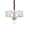 Pendant luminaire PEGASO, 5 flames, � 72cm, E14, chrystal, brushed brass / organza