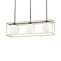 Pendant luminaire LINGOTTO, 3 flames, E14, matt black / satined brass / etched glass