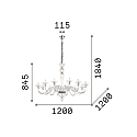 Ideal Lux Chandelier BRIGITTA, 12 flames, � 120cm, E14, transparent glass