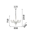 Ideal Lux Pendant luminaire BRIGITTA, 8 flames, � 89cm, E14, amber glass