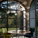 Ideal Lux Pendant luminaire EQUINOXE, 12 flames, incl. G4 2W 3000K, metal / clear glass, antique brass